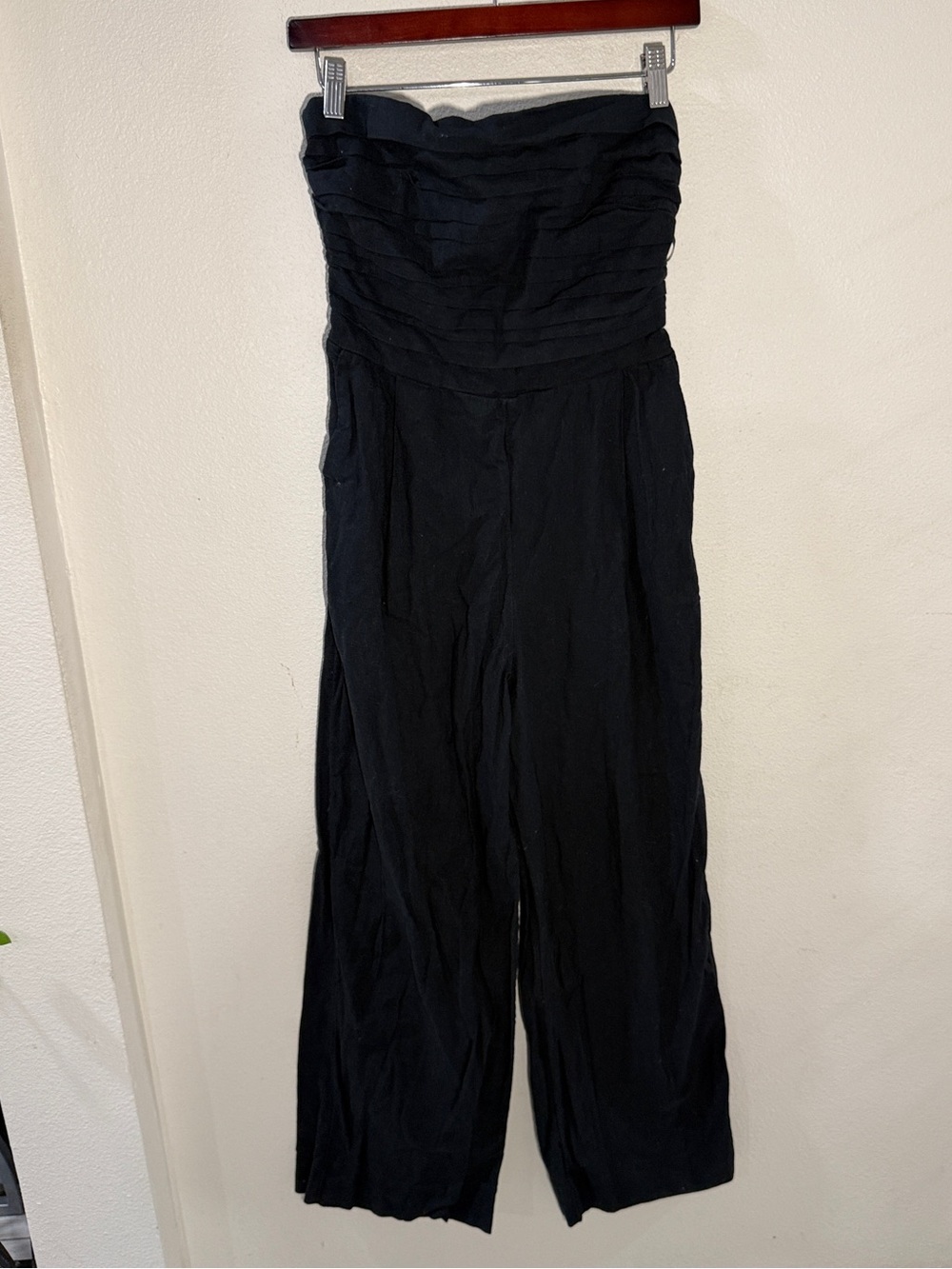 Abercrombie & Fitch Black Strapless Wide-Leg Jumpsuit
